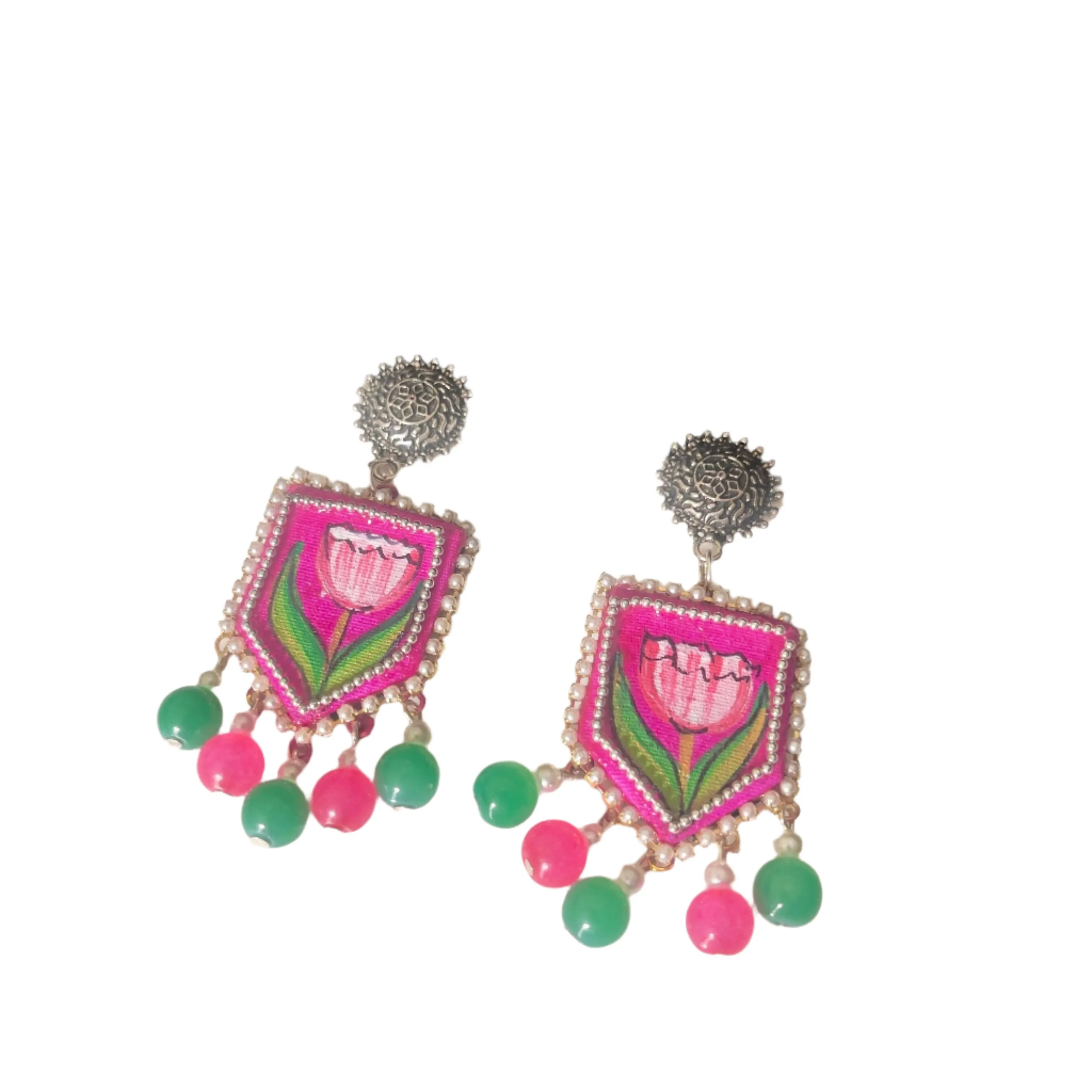 Acacia Handpainted Pink(Earrings)