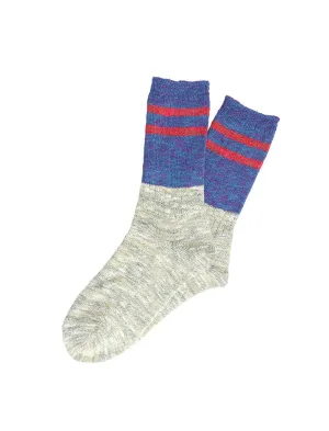 Anonymous Ism Slub Stripes Sock Crew Indigo