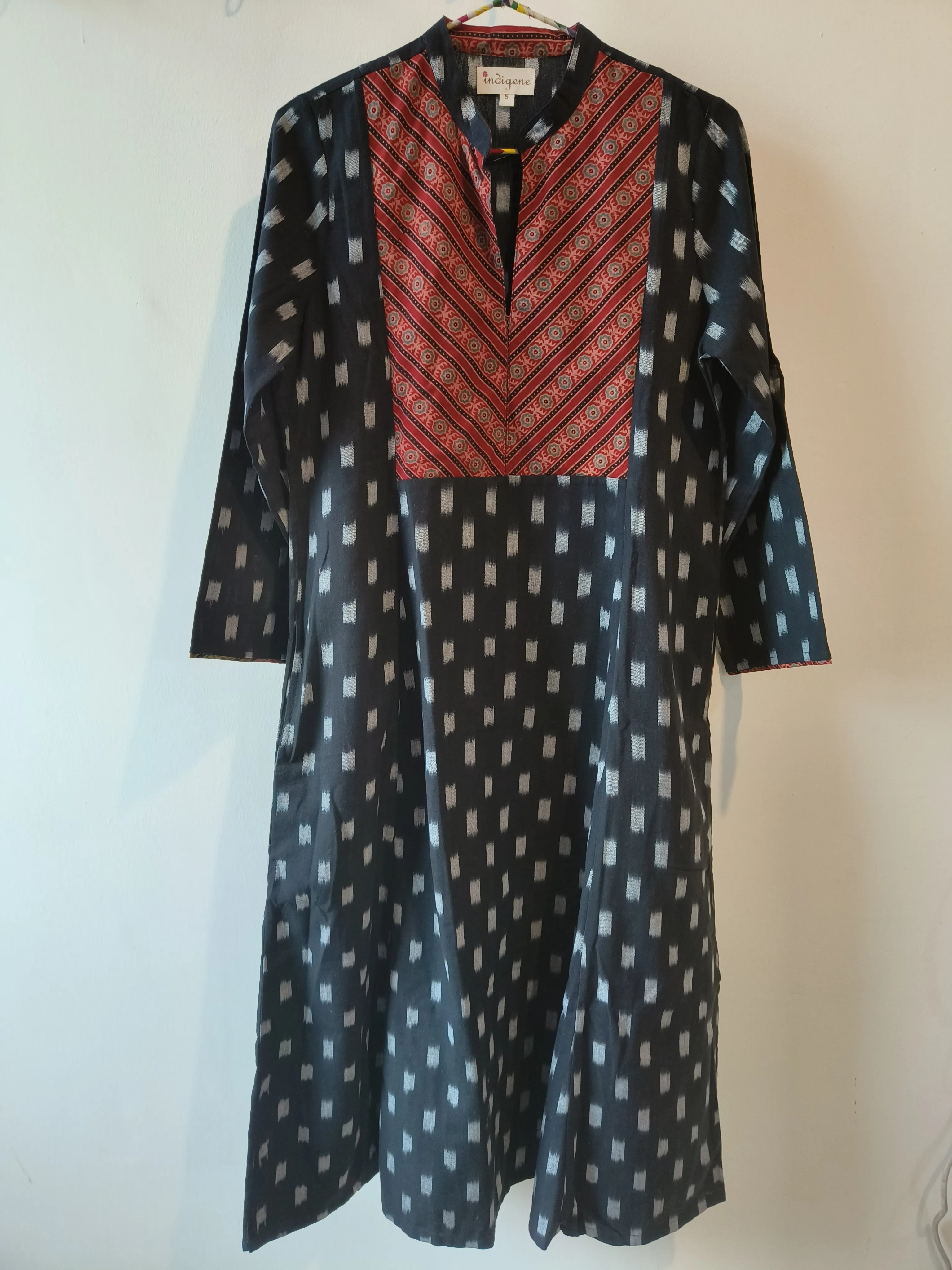 Black hand woven cotton ikat Kurta