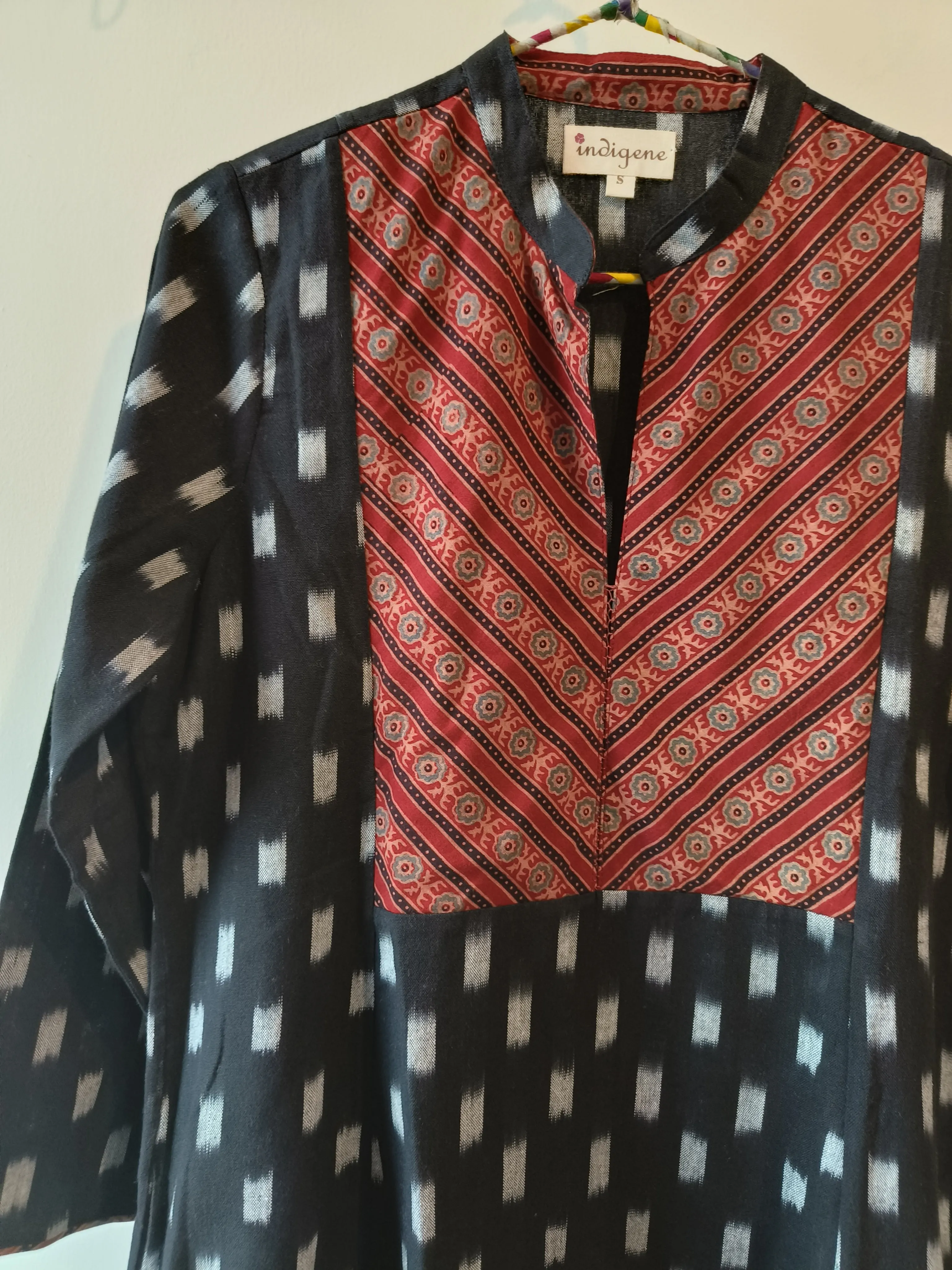 Black hand woven cotton ikat Kurta