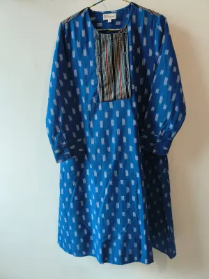Blue hand woven cotton ikat Kurta (READY TO SHIP)