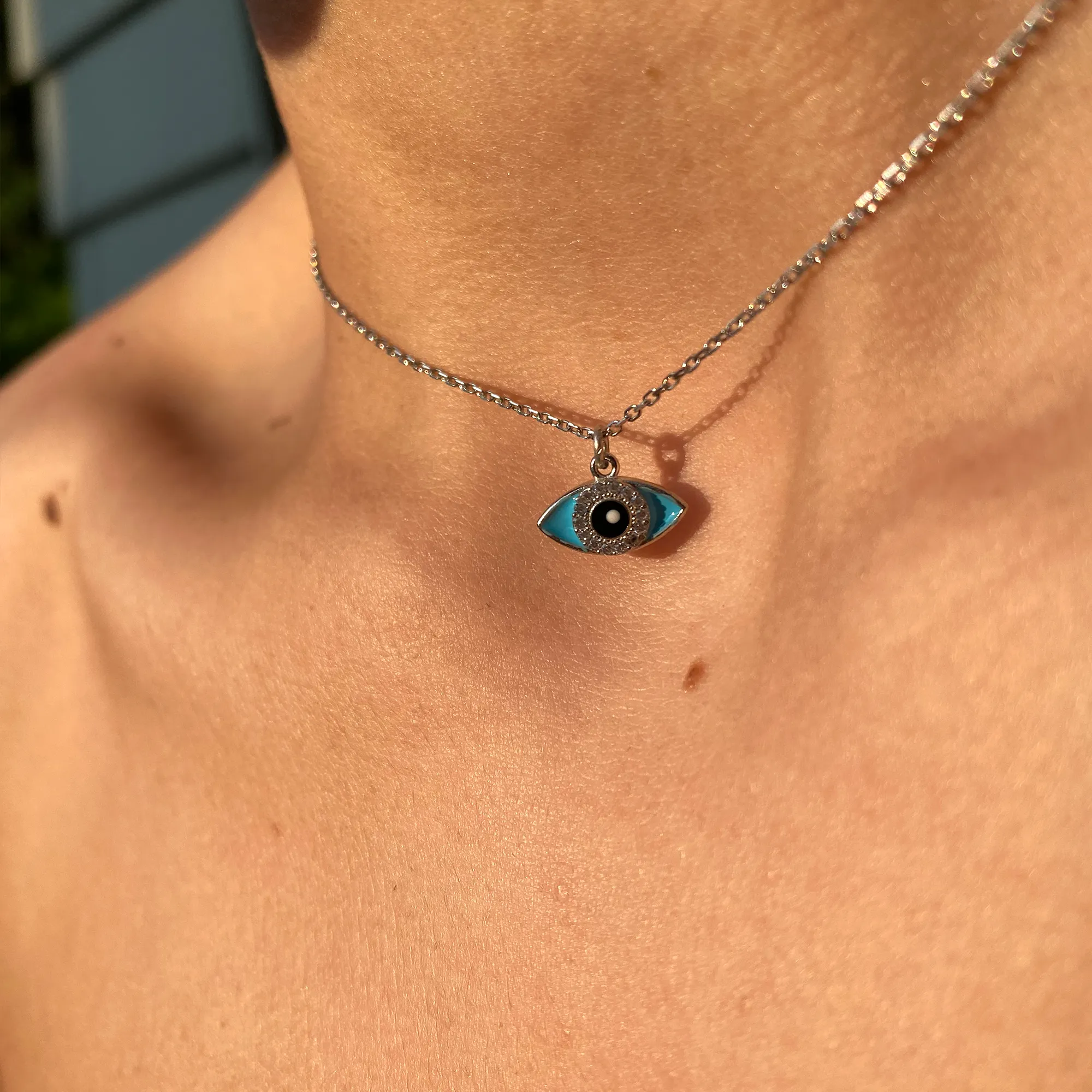 Enamel Evil Eye Necklace