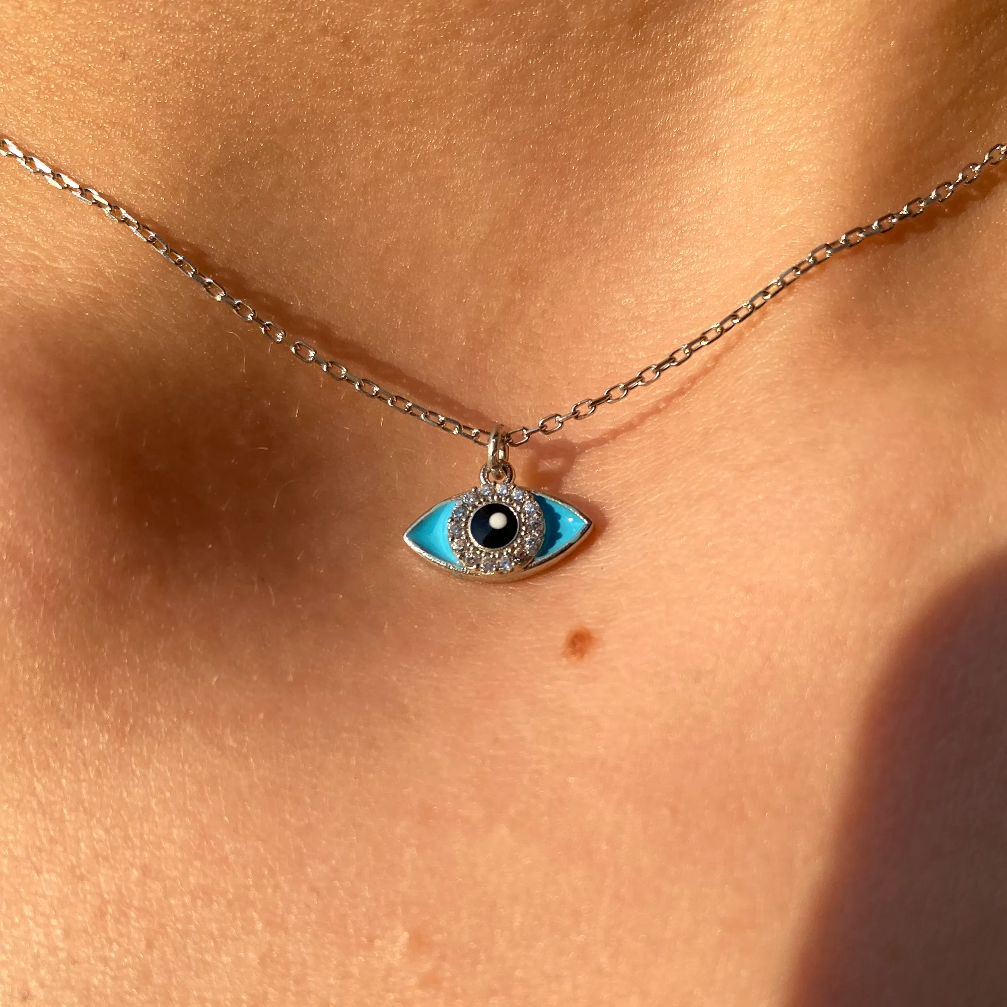 Enamel Evil Eye Necklace