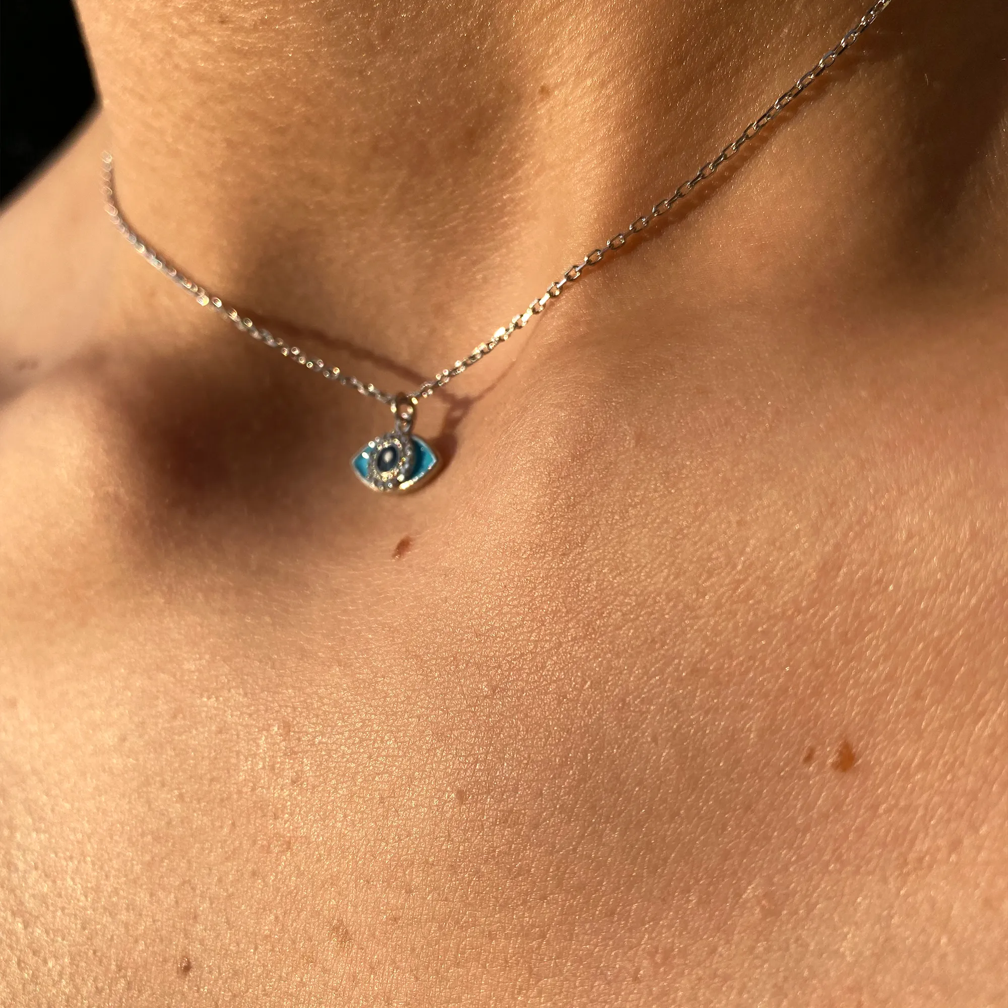 Enamel Evil Eye Necklace