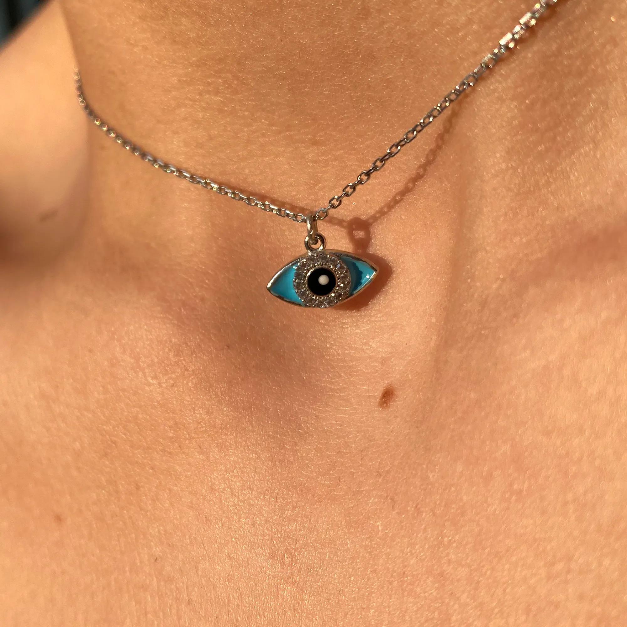 Enamel Evil Eye Necklace