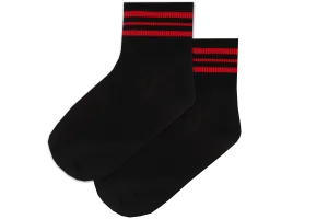 Girls Striped Anklets - Convent Black/Red