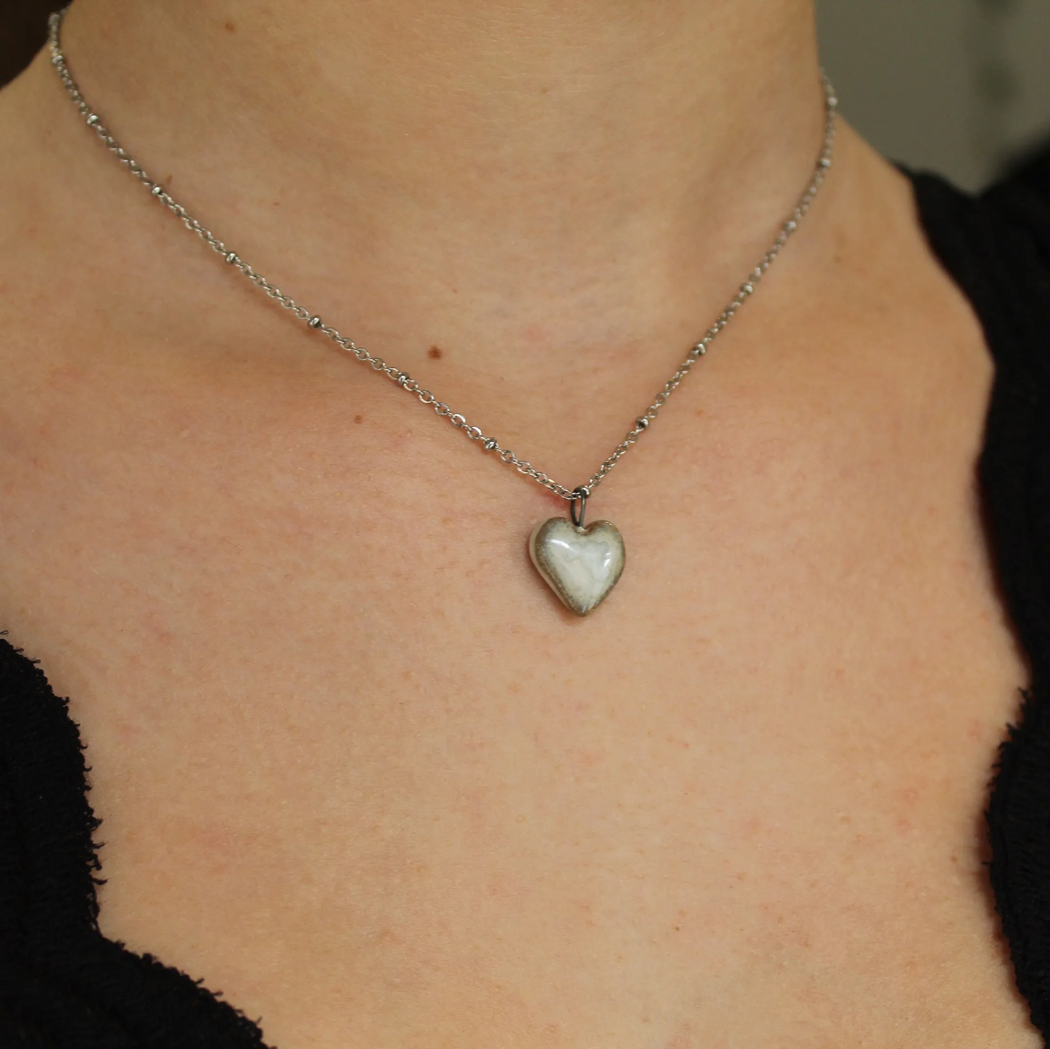 Heart Porcelain Pendant in Earth tones