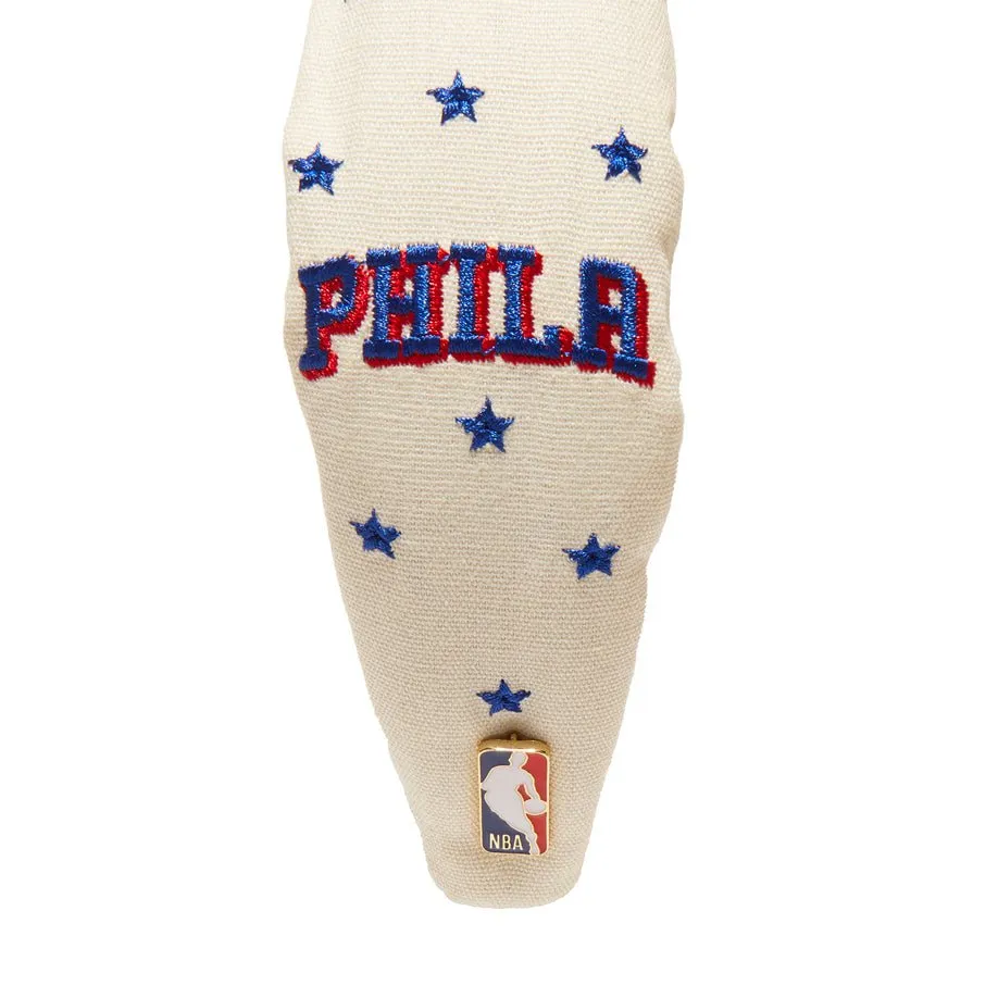 IVORY PHILADELPHIA 76ERS EMBROIDERED KNOTTED HEADBAND