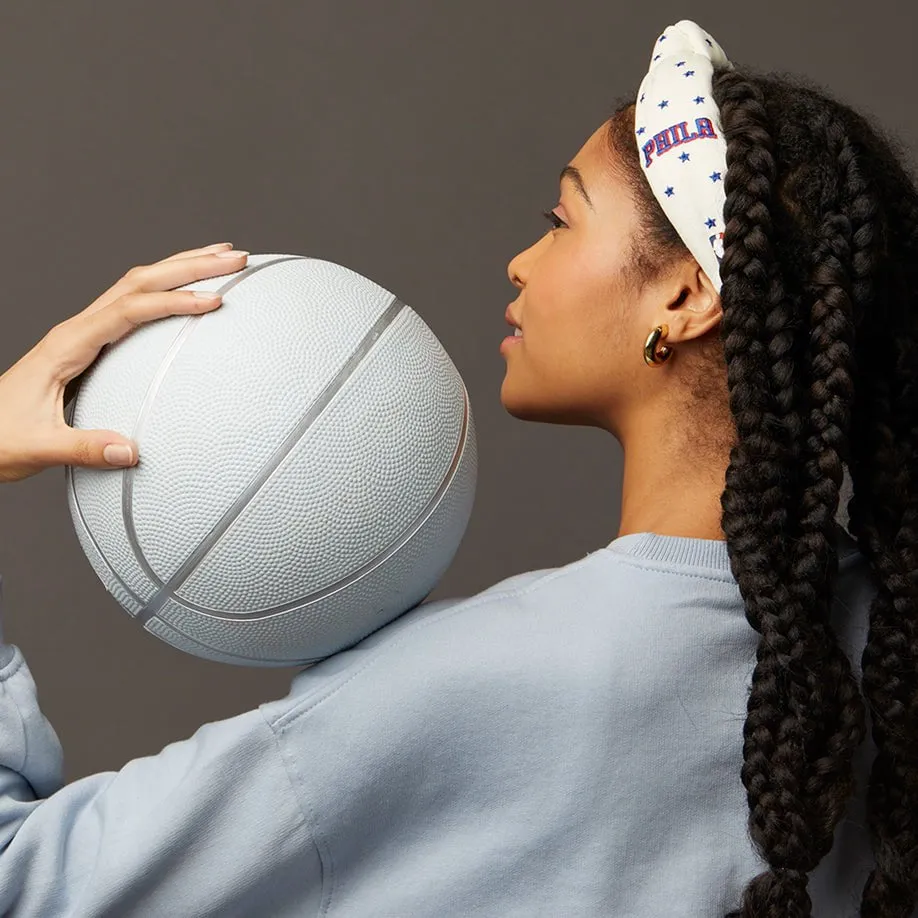 IVORY PHILADELPHIA 76ERS EMBROIDERED KNOTTED HEADBAND