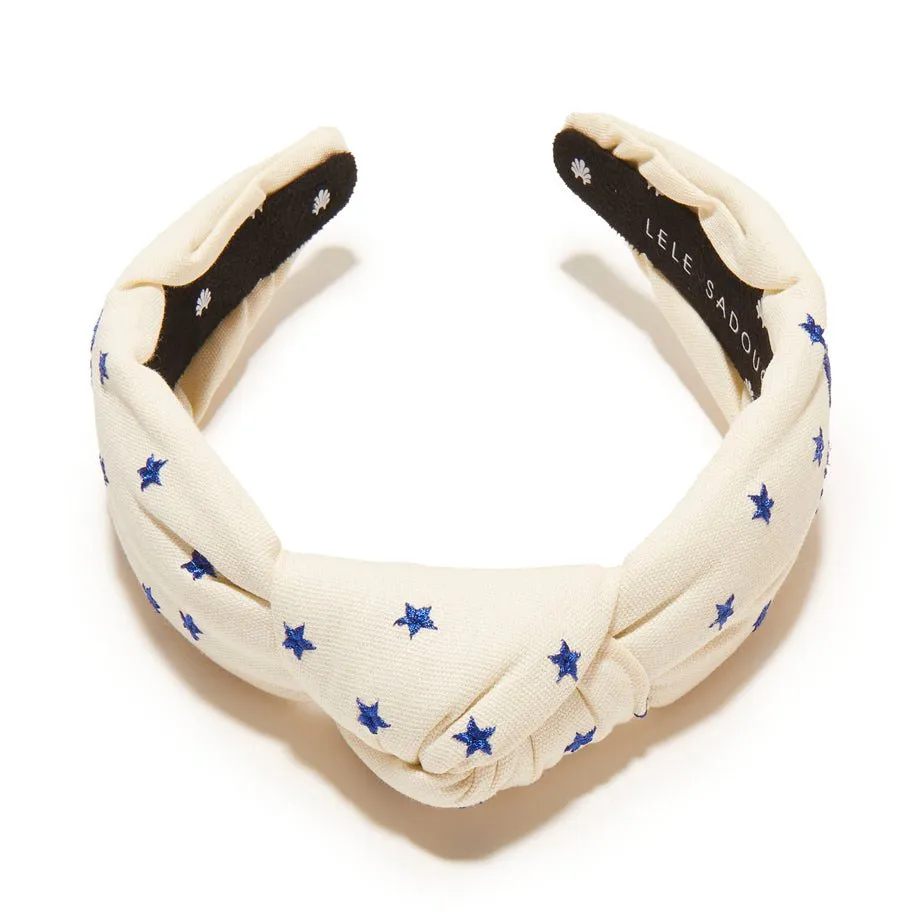 IVORY PHILADELPHIA 76ERS EMBROIDERED KNOTTED HEADBAND