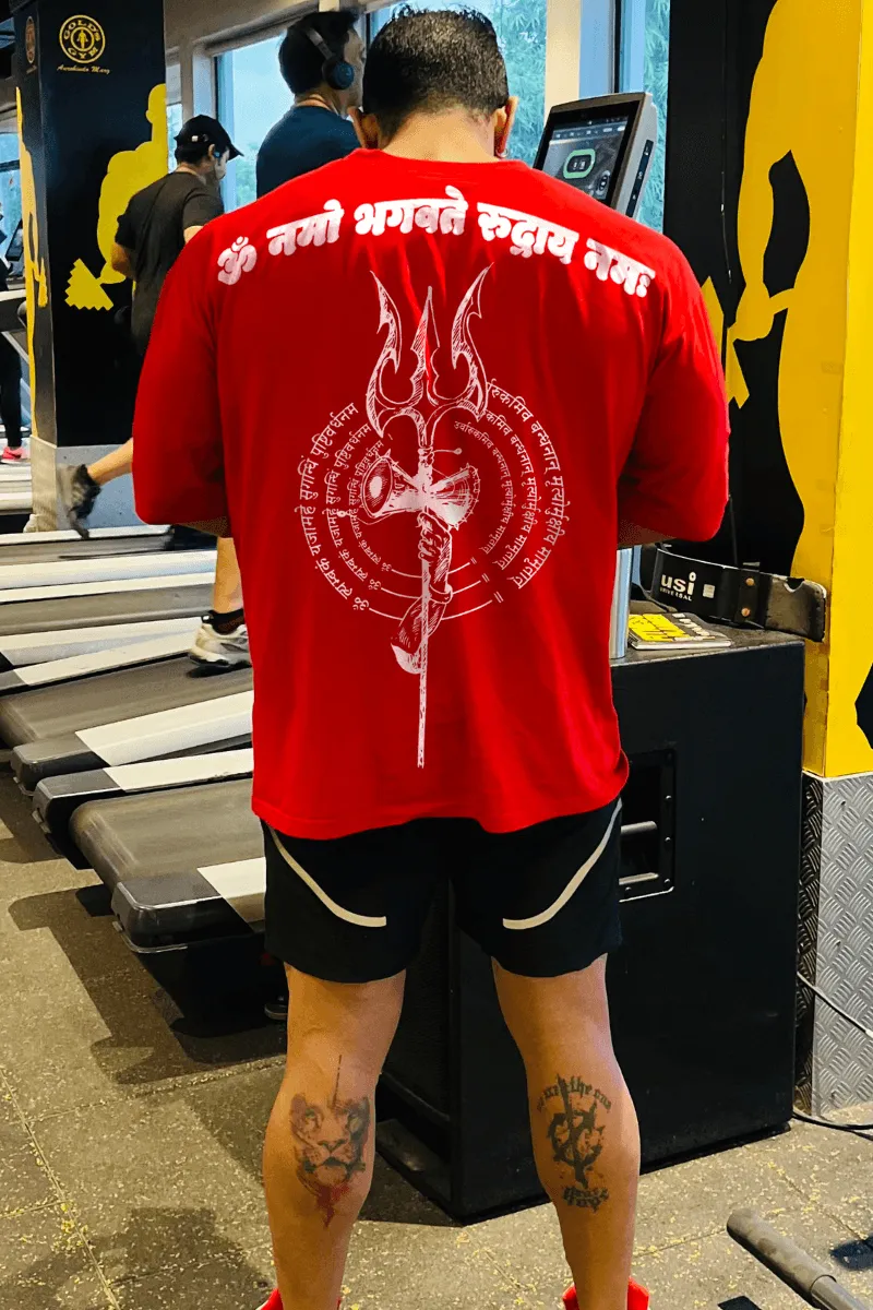 Lord SHIVA Immortal Oversized T-shirt (RED)