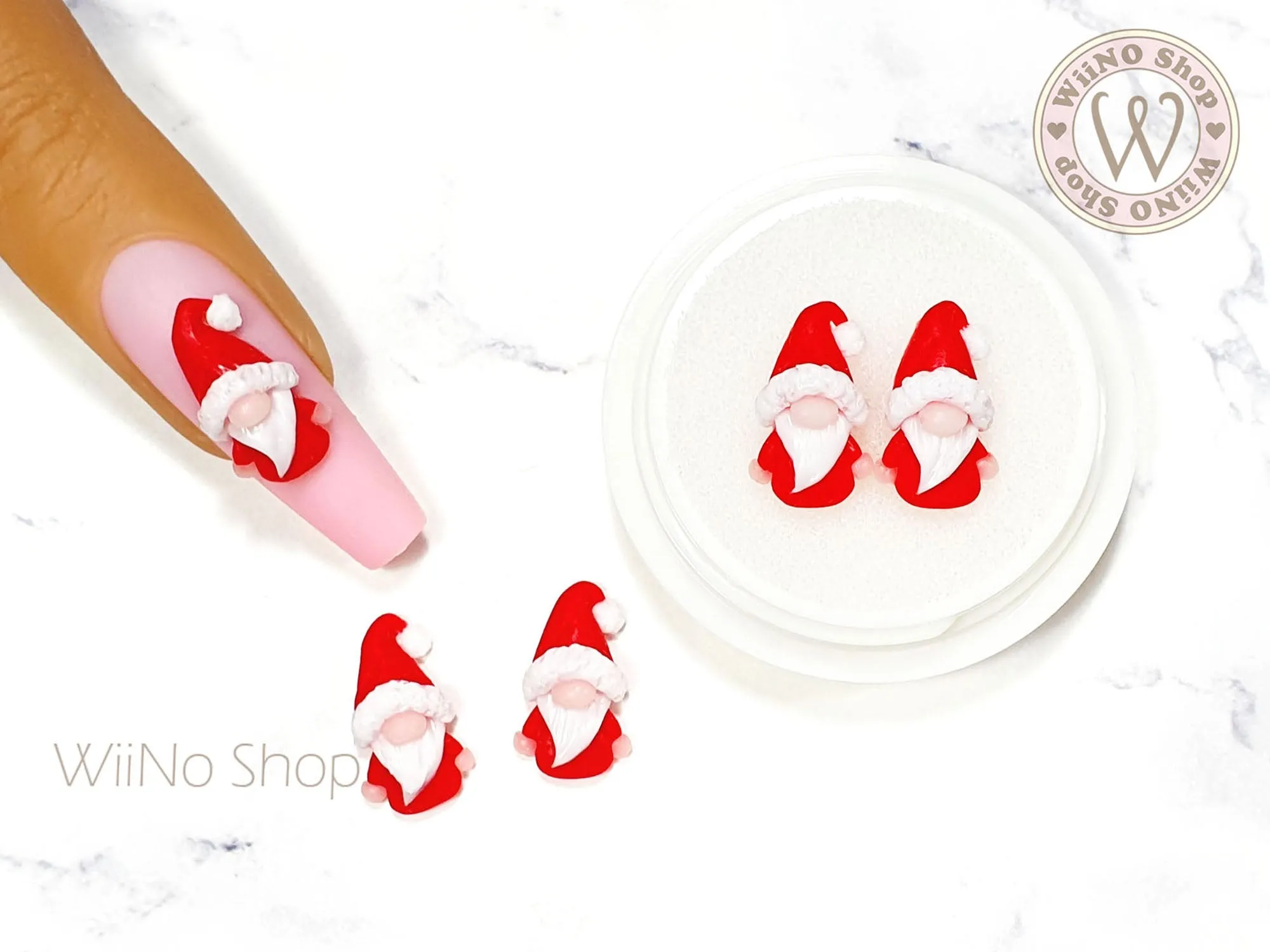 Santa Claus Gnome 3D Handmade Nail Art Charm - 2 pcs